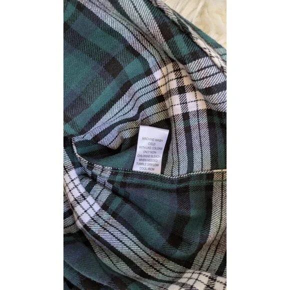 PacSun Mens Flannel Large Green Plaid Button Up Long Sleeve Casual Grunge Skater - Picture 3 of 7